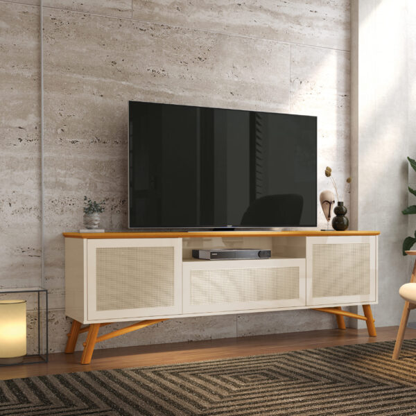 Rack Darín 1,78m para TVs até 75" Off White/Cedro Natural
