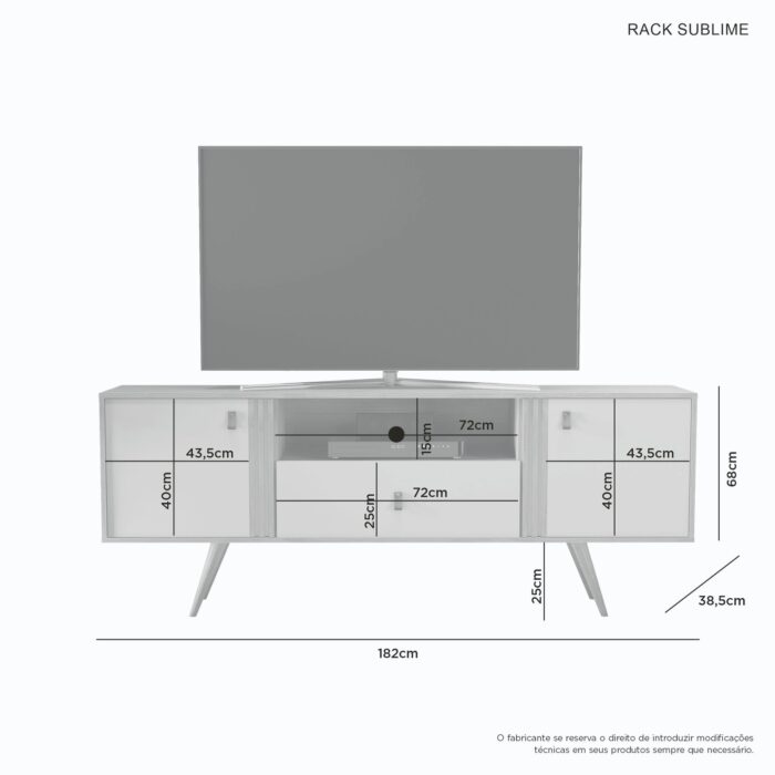 Rack até 70" Sublime Cinamono/Off White - JCM MOVELARIA - Imagem 4