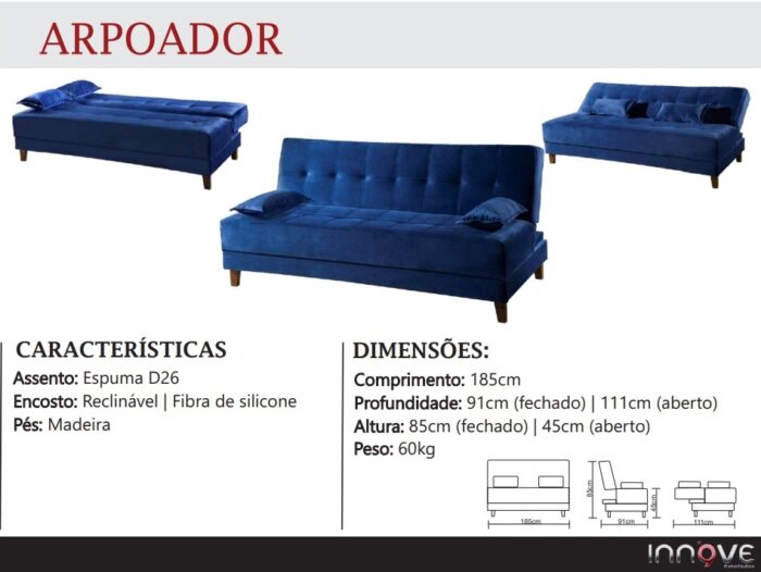 Sofá Cama Arpoador 1,85 m Marfim – INNOVE ESTOFADOS - Imagem 3