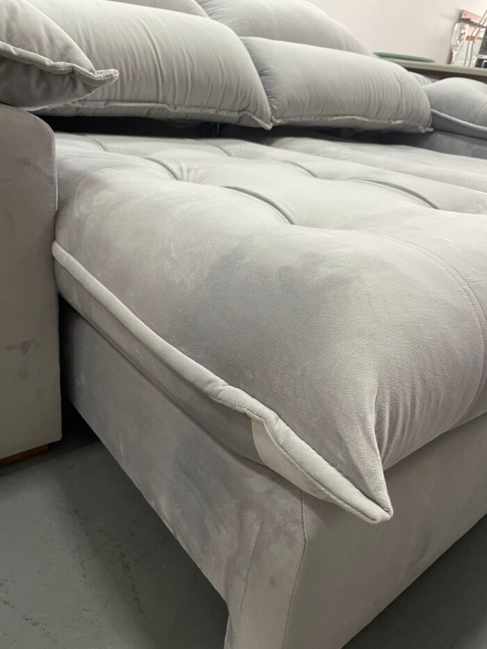 Sofá Retrátil e Reclinável Suíça 2,10 m Prata – LEO DECOR - Imagem 3