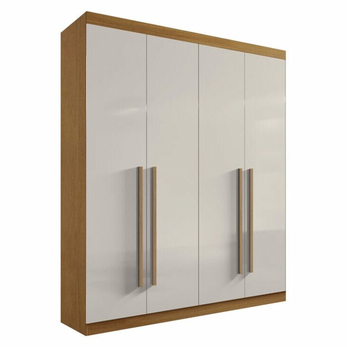 Roupeiro Solteiro Da Vinci Plus Cinamomo/Off 4 Portas 3 Gavetas 100% MDF Larg. 1.85m - D Doro - Imagem 3