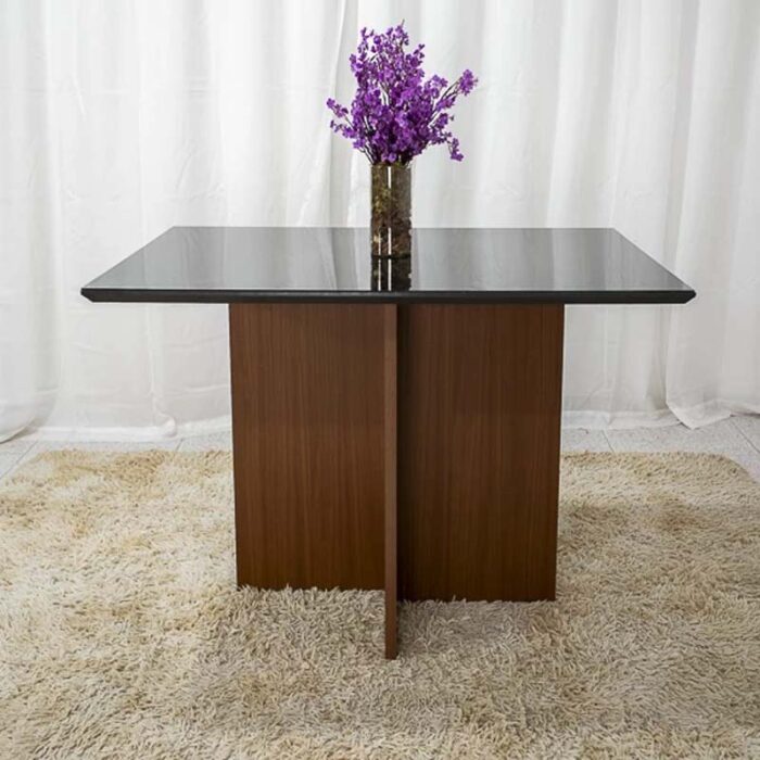 Mesa Jantar Helo 120×90 Tampo Grafite Vidro Preto Poliman