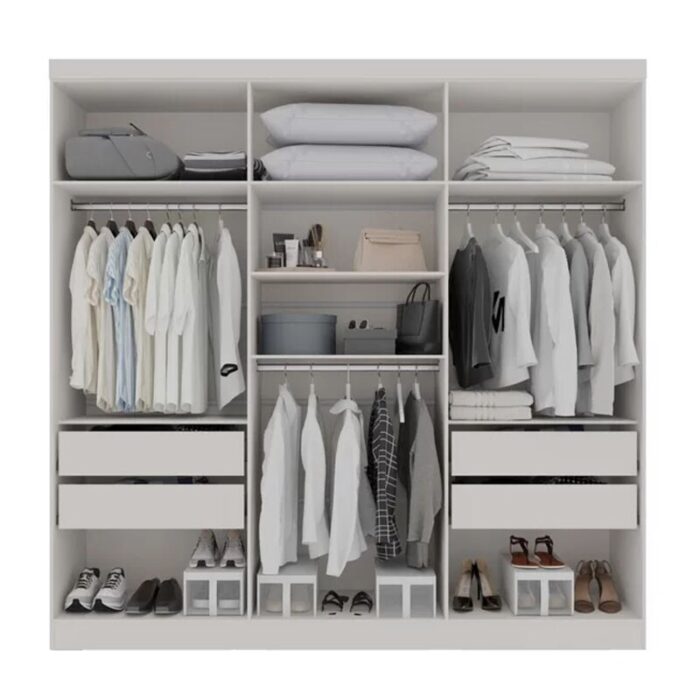 Roupeiro Casal Coliseu Branco 6 Portas 4 Gavetas Larg. 2.20m - Sallêto - Imagem 2