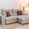 Sofá Retrátil Reclinável Gran Bello 2.30m Linho Cinza 31 - D33 e Molas Ensacadas Pocket