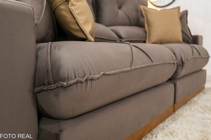 Sofá Retrátil Reclinável Gran Bello 2.50m Veludo Marrom 19 - D33 e Molas Ensacadas Pocket - Imagem 7