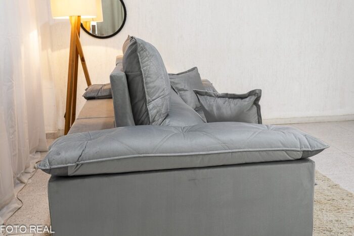 Sofá Retrátil Reclinável Magnum 2.10m Veludo Prata 823 - Molas Ensacadas - Imagem 8