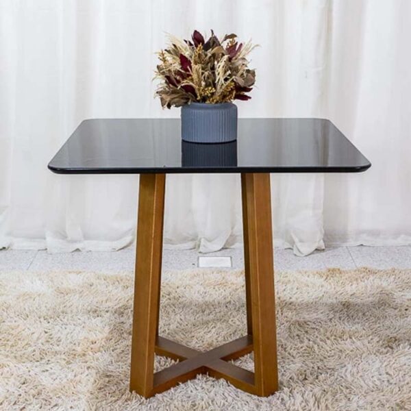 Base Mesa Pedro 4 lugares Vidro Preto 90x90 Madeira Maciça Art Assento - Entregue Montada