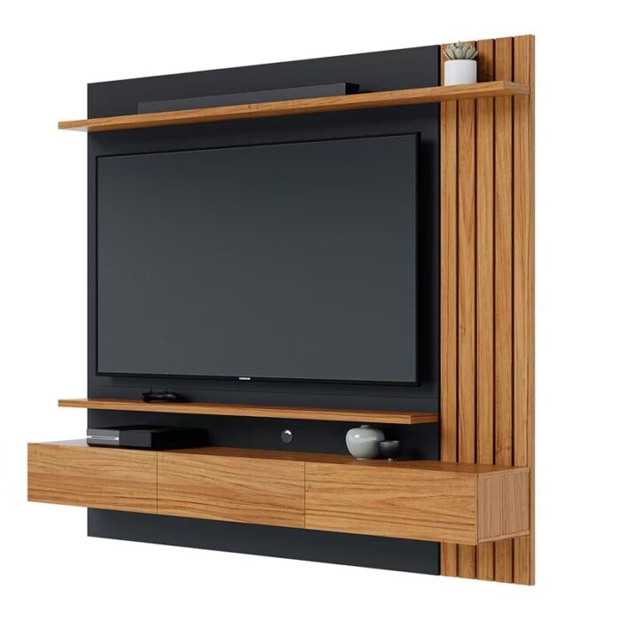 Home Suspenso Juriti Larg. 1.80m para TV até 70 Polegadas Noce Milano/Preto Colibri - Imagem 8
