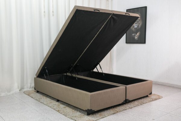 Base Box Baú Queen Bipartido Eli 158x198x42 Korino Bege Blindado Nature