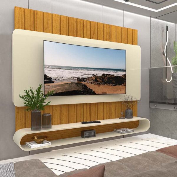 Home Suspenso Prime Naturale/Off Ripado TV até 75 Polegadas Larg. 1.83m - Gelius