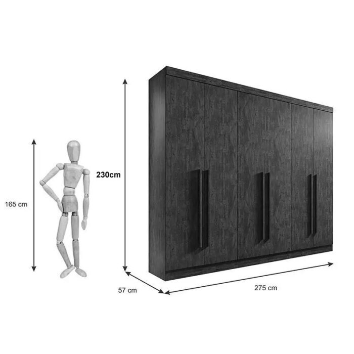 Roupeiro Casal Da Vinci Plus Branco 6 Portas 6 Gavetas 100% MDF Larg. 2.75m - D Doro - Imagem 4