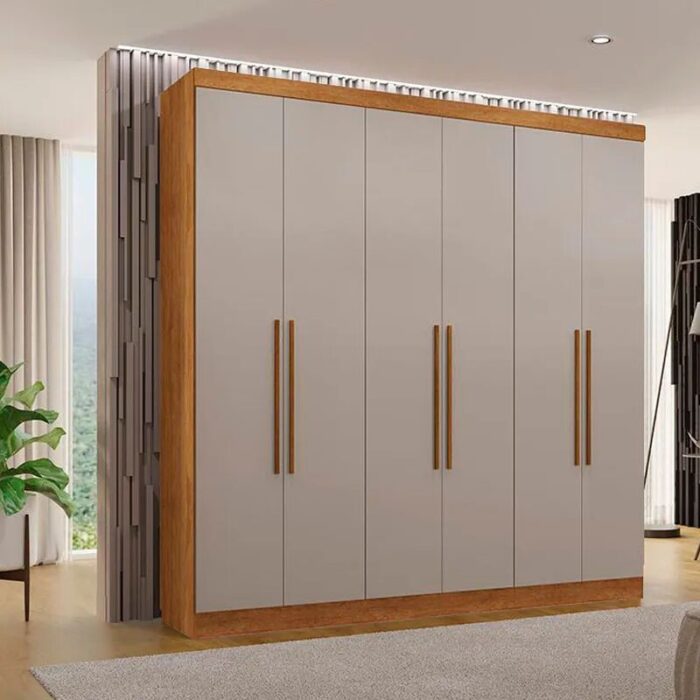 Roupeiro Casal Coliseu Cinamomo/Off 6 Portas 4 Gavetas Larg. 2.20m - Sallêto
