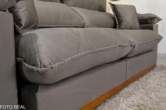 Sofá Retrátil Reclinável Magnum 2.10m Veludo Cinza 813 - Molas ensacadas - Imagem 6