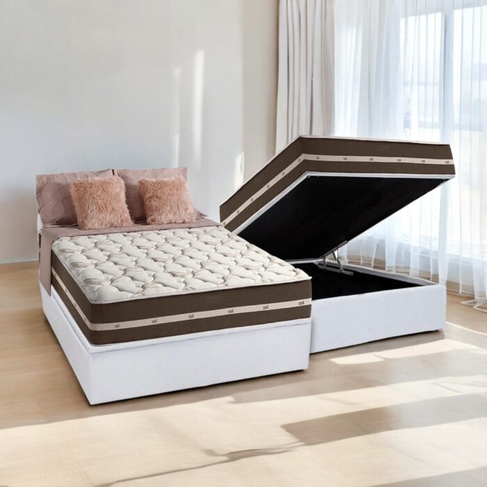 Colchão Casal Classic Superlastic D26 + Base Box Baú Corino Branco – ANJOS + ALTO NÍVEL CAMAS E COLCHÕES - Imagem 3