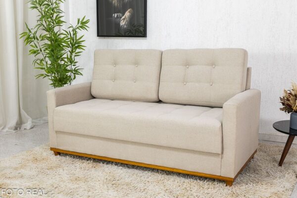 Sofá 3 lugares Living Áustria Linho Bege A57 Larg. 1.70m