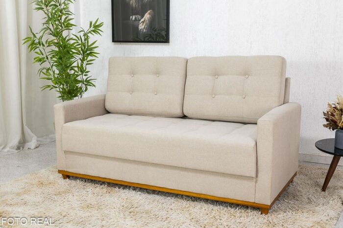 Sofá 3 lugares Living Áustria Linho Bege A57 Larg. 1.70m