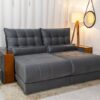 Sofá Retrátil Reclinável Gênova 2.30m Veludo Cinza 814 - Molas Ensacadas