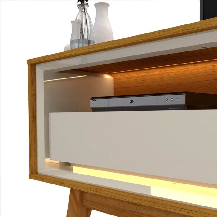 Rack Requinte Naturale/off C/ Led 100% MDF TV até 75 Polegadas Larg. 2.12m - Gelius - Imagem 2