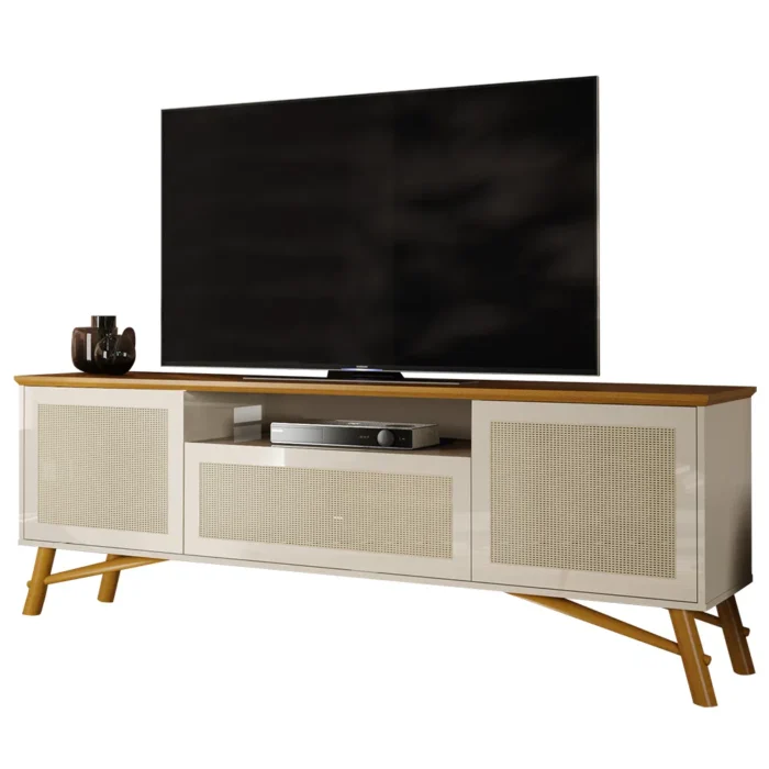 Rack Darín 1,78m para TVs até 75" Off White/Cedro Natural - Imagem 2