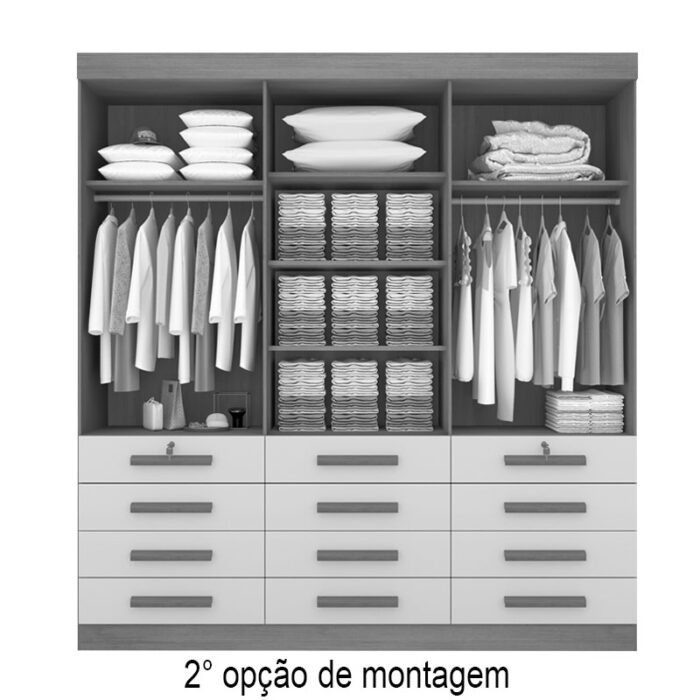 Guarda-Roupa Casal Mônaco 6 Portas 12 Gavetas Cinamomo Larg. 2.40m D Doro - Imagem 3