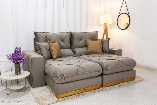 Sofá Retrátil Reclinável Gran Bello 2.30m em Veludo Capuccino - Conforto e Estilo em Sua Sala