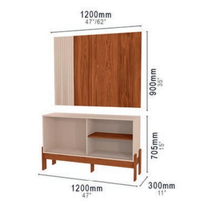 Rack e Painel Wood Pérola Metalizada-Cinamomo Mel Larg. 1.20m - Mobler - Imagem 2