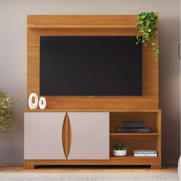 Home União Candian Cinamomo/Off Detalhe Ripado TV até 56 Polegadas Larg. 1.36m - JCM