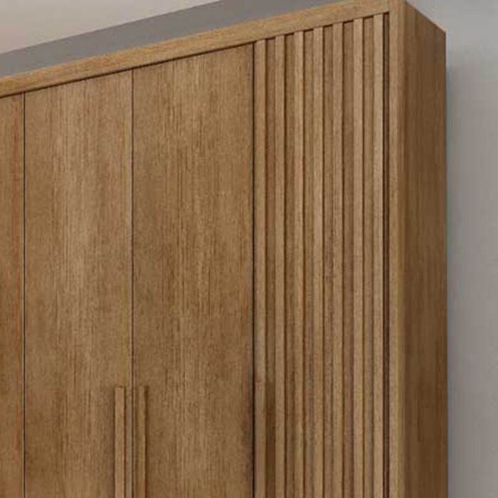 Guarda-Roupa Casal Santoro 6 Portas C/Detalhe Ripado 100% MDF Larg. 2.43m Cumaru - Novo Horizonte - Imagem 4