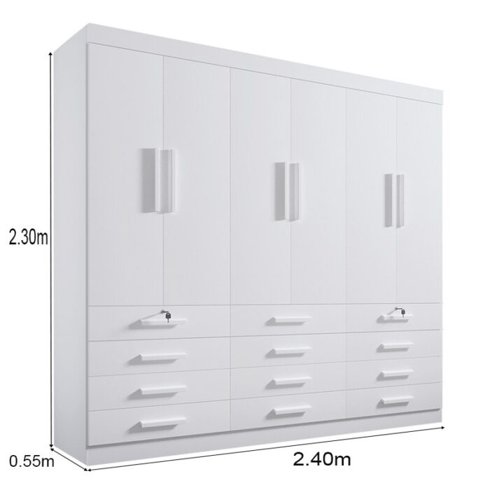 Roupeiro Casal Mônaco Branco 6 Portas 12 Gavetas Larg. 2.40m - D Doro - Imagem 5