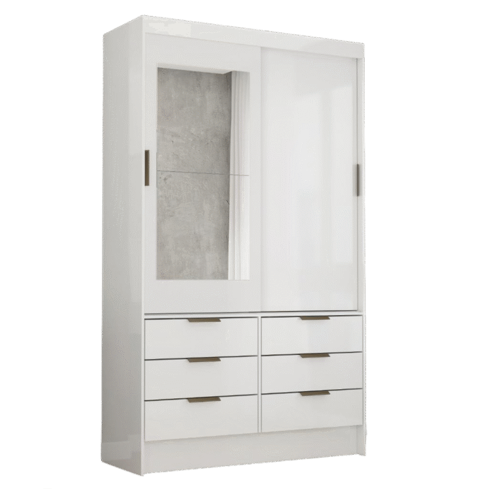 Guarda-Roupa 2 Portas Sevilha Plus(Com espelho) 1,10 m Branco - CARIOCA MÓVEIS - Imagem 2