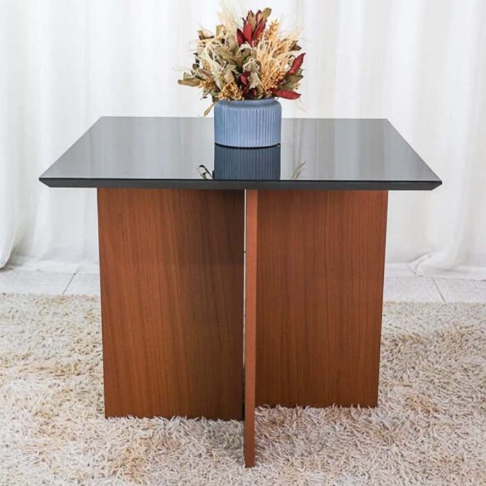 Mesa Jantar Helo 90×90 Vidro Preto Poliman - Imagem 2