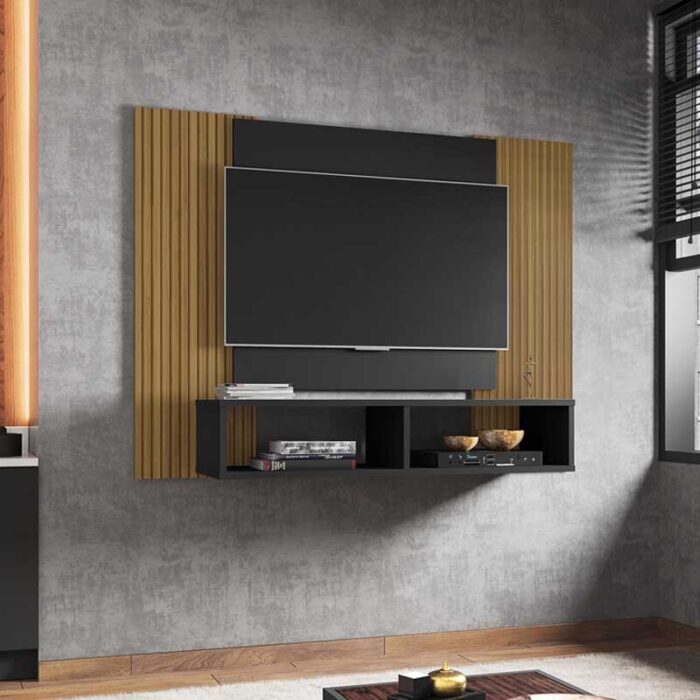 Painel Navi para TV até 47 Polegadas Preto Ripado Bechara
