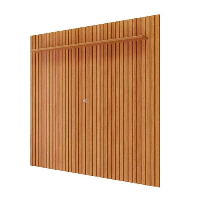 Rack Holanda Cinamomo Ripado 100% MDF Larg. 2.05m + Painel Maragogi Cinamomo Ripado 100% MDF Larg. 2.30m - Permobili - Imagem 6