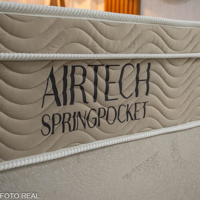 Box Casal Sued Bege Nosso Sonho + Colchão Casal Airtech Springpocket 138x188x62 Molas Ensacadas - Ortobom - Imagem 4