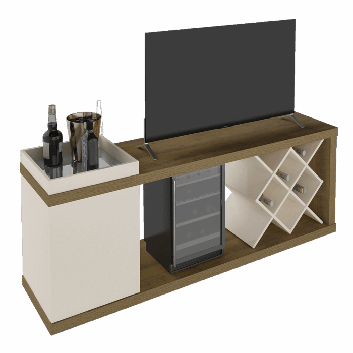 Rack Bar até 60" Madrid Pinho/Off White - ARTELY - Imagem 2