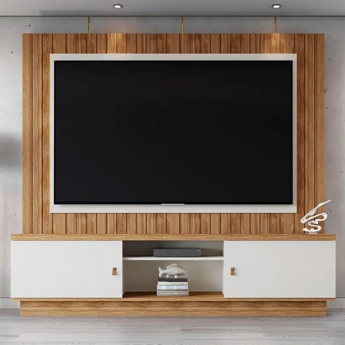 Home Santos + Painel Frisado Off-Amêndoa Larg. 2.01m - Mobler