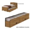 Cama Auxiliar Solteiro 2 Gavetas Cinamomo D Doro