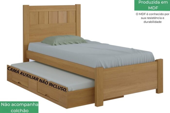 Cama Solteiro Primícia Cinamomo Larg. 1.03m 100% MDF - D Doro - Imagem 2