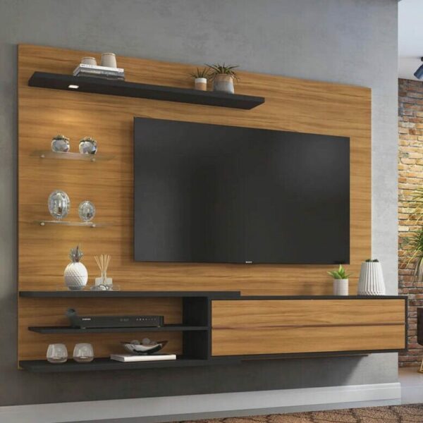 Painel NT 1115 Freijó/Preto C/ Led TV até 60 Polegadas Larg. 1.80m - Notável