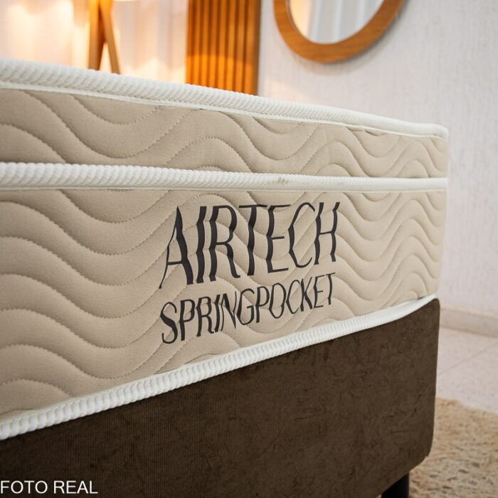 Box Solt. Sued Marrom Nosso Sonho + Colchão Solt. Airtech Springpocket 88x188x25 Molas Ensacadas - Ortobom - Imagem 3