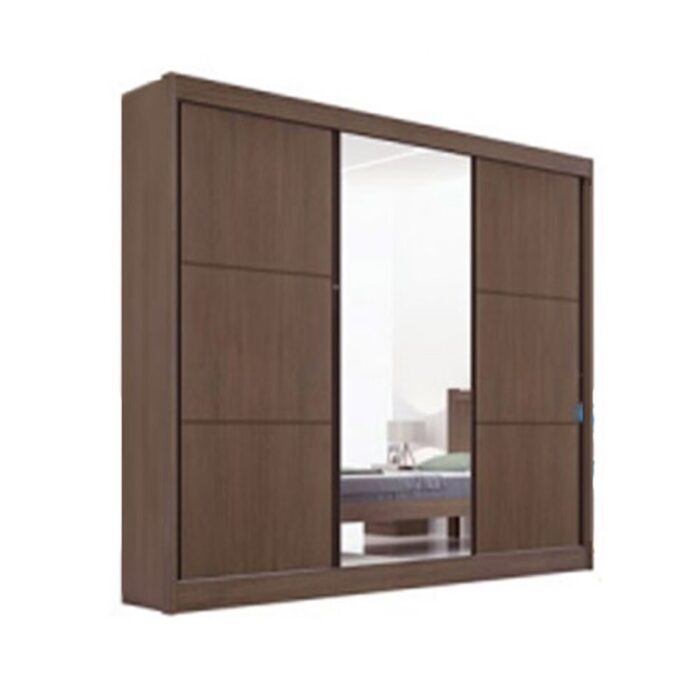 Roupeiro Casal Cristal Castanho/Linho 3 Portas 6 Gavetas 100% MDF Portas Flex Larg. 2.42m - D Doro - Imagem 4