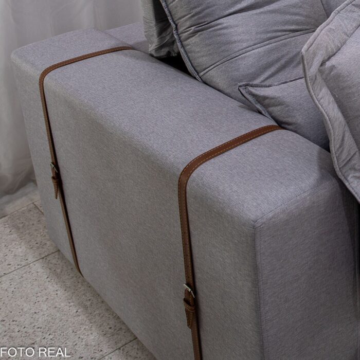 Sofá Retrátil Reclinável Toronto 2.50m Linho Prata 7002 - Molas Ensacadas - Imagem 6
