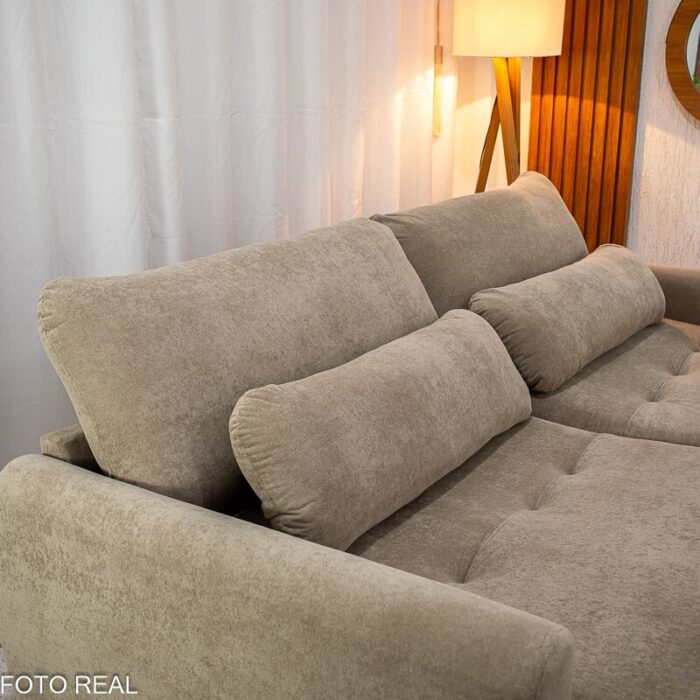 Sofá Retrátil e Cama Amaranto 2.30m Veludo Plush Bege - Sem Caixa - Imagem 10