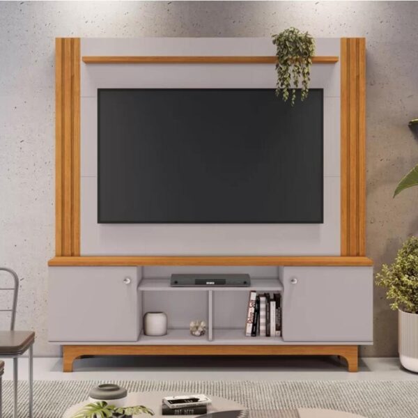 Home Bálsamo Cinamomo/Off C/ Detalhe Ripado TV até 65 Polegadas Larg. 1.50m - JCM