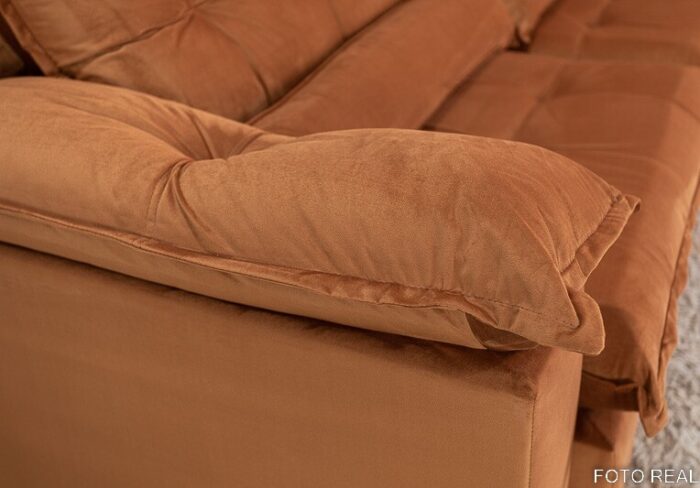 Sofá Retrátil Reclinável Emanuelly 3.20m Veludo Terracota 24 - D28 Soft - Imagem 2