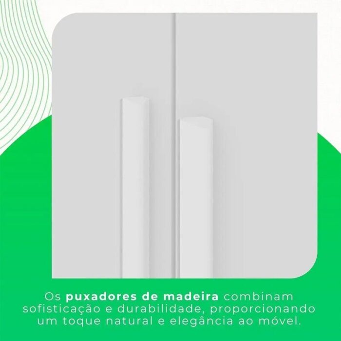 Roupeiro Casal Recife Branco 6 Portas C/Pés Larg. 1.80m - Sallêto - Imagem 6