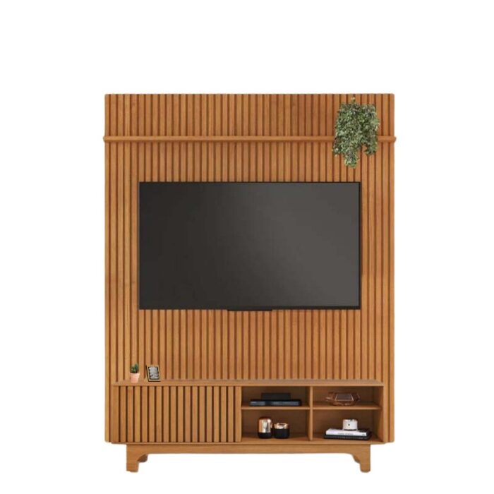 Rack Sereno Cinamomo Ripado Larg. 1.68m + Painel Riso Cinamomo Ripado TV até 65 Polegadas Larg. 1.82m - JCM - Imagem 2