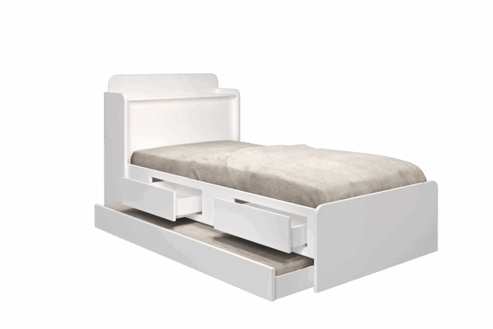 Cama Solteiro Baú Tamires + Auxiliar Mili Branco - MADEC/VJ MÓVEIS - Imagem 2