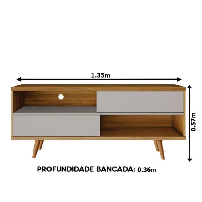 Rack Bancada NT 1180 Freijó/Off TV até 50 Polegadas Larg.1.35m - Notável - Imagem 2