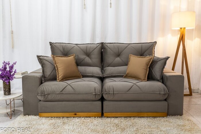 Sofá Retrátil Reclinável Gran Bello 2.30m em Veludo Capuccino - Conforto e Estilo em Sua Sala - Imagem 5